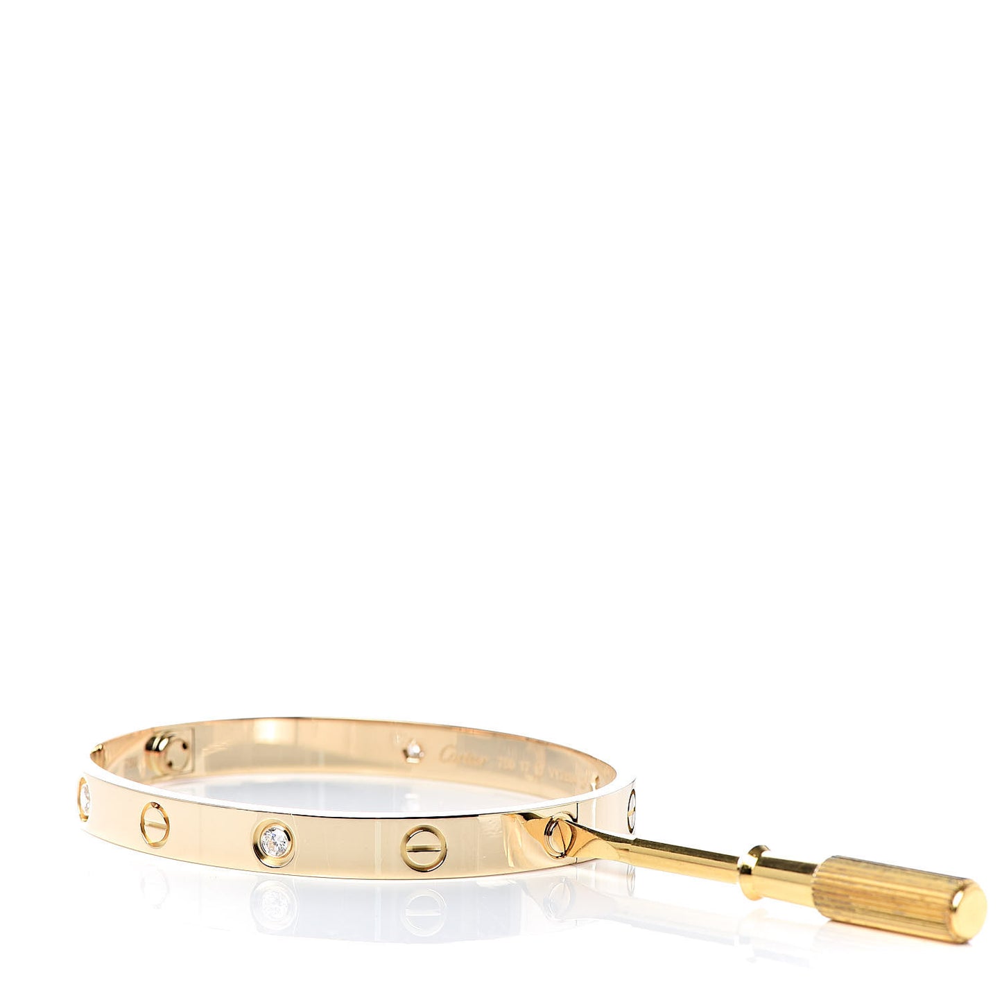 18K Yellow Gold 4 Diamond LOVE Bracelet 17