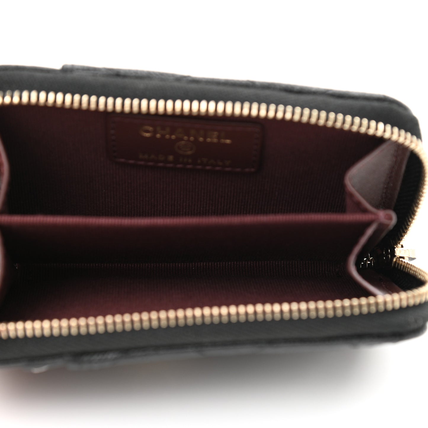 Caviar Quilted Zip Card Holder Black