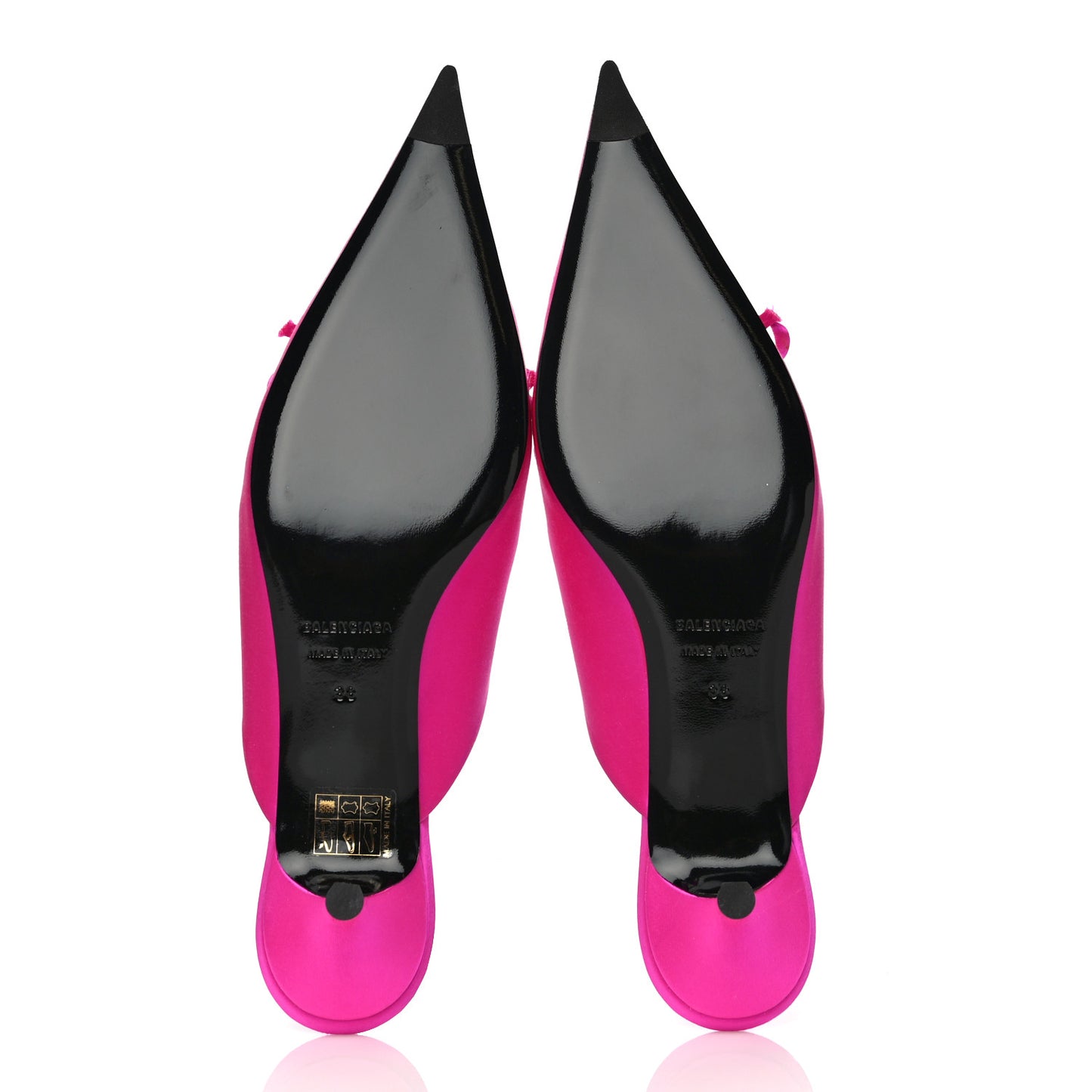 Satin Pointed Toe Knife 40mm Mules 38 Rose Fuchsia