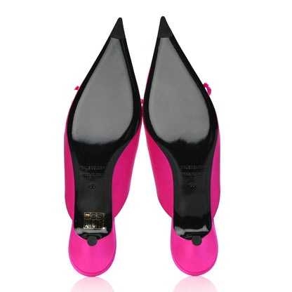 Balenciaga Satin Pointed Toe Knife 40mm Mules 38 Rose Fuchsia 12 of 19