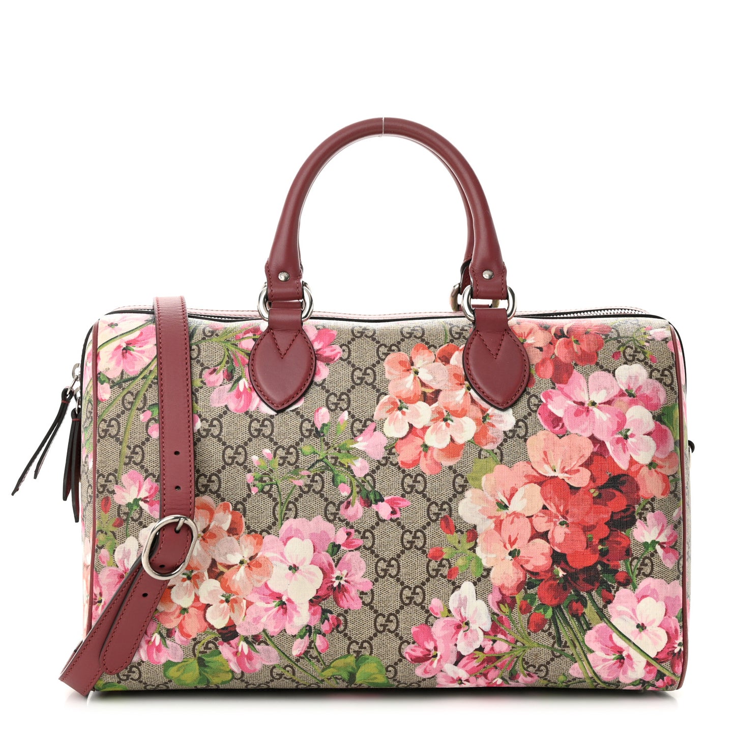 GG Supreme Monogram Blooms Medium Boston Beige Multicolor Dry Rose