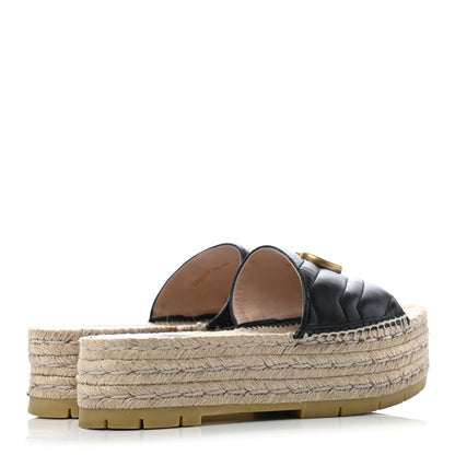 Gucci Nappa Matelasse GG Marmont Platform Espadrille Slide Sandals 39 Black 4 of 7