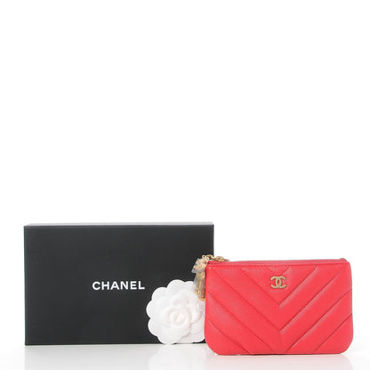 Chanel Caviar Chevron Quilted Small Ancient Greek Charms Cosmetic Case Dark Pink 8 of 8