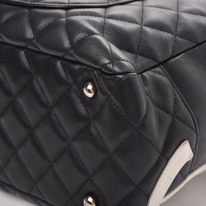 Chanel Calfskin Quilted Large Cambon Bowler Black White 15 of 15