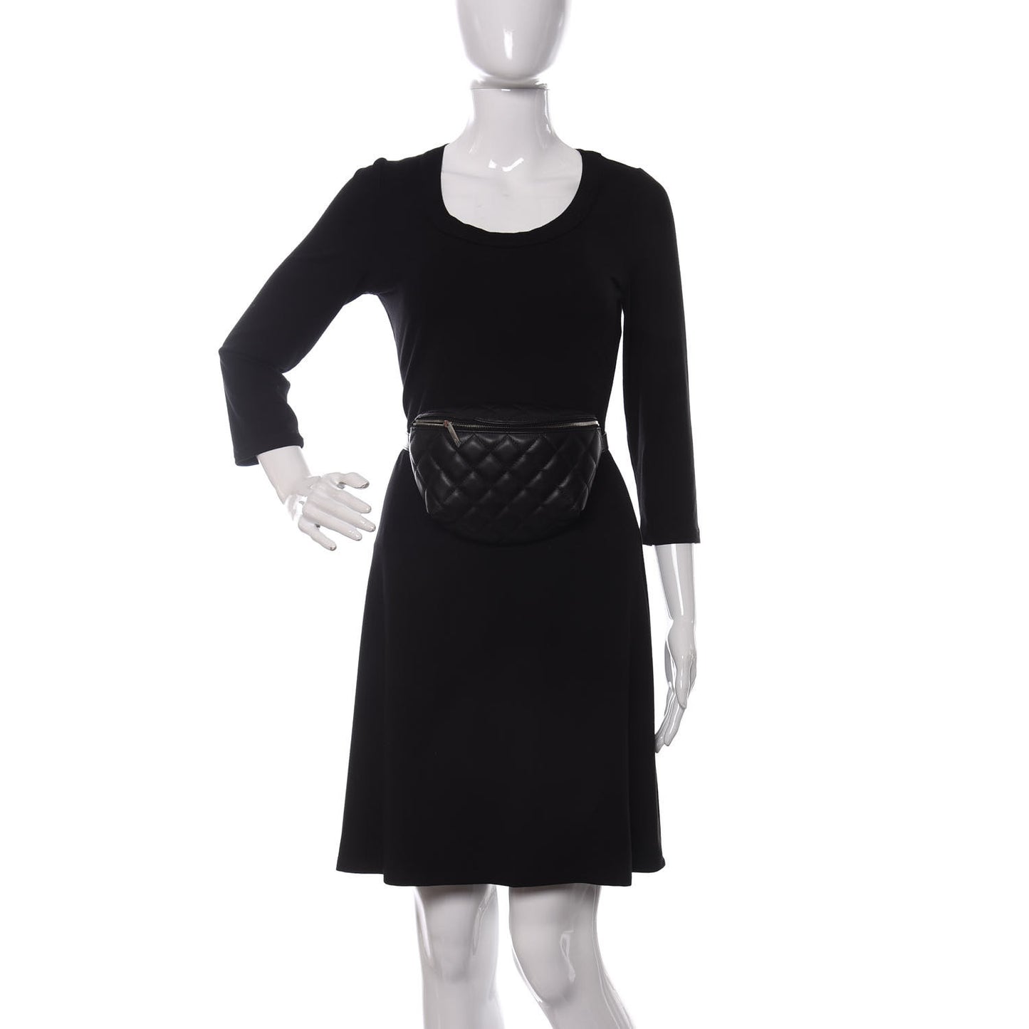 Lambskin Quilted Waist Belt Bag Black