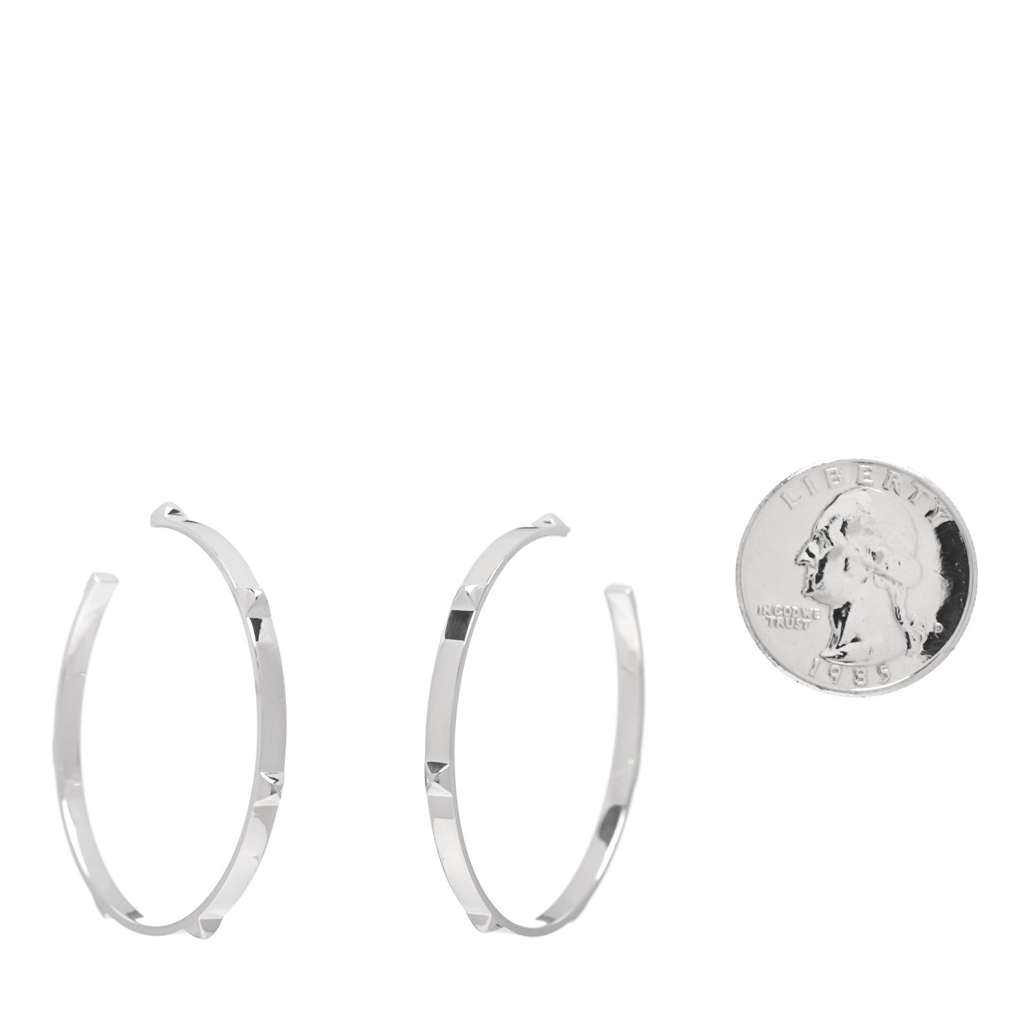 Hermes Sterling Silver Mini Clous Hoop Earrings 4 of 8