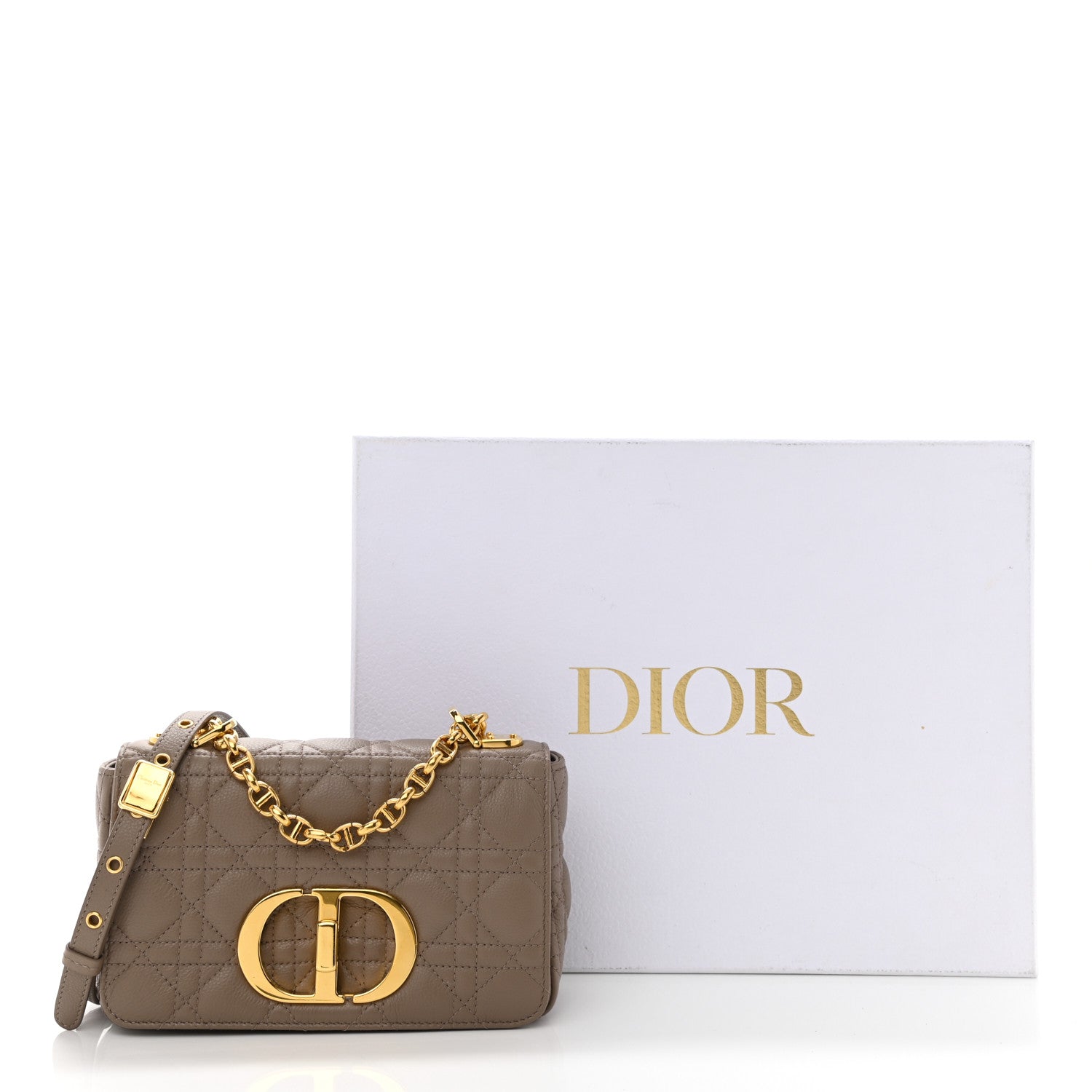 Christian Dior Calfskin Cannage Small Caro Bag Taupe 11 of 11