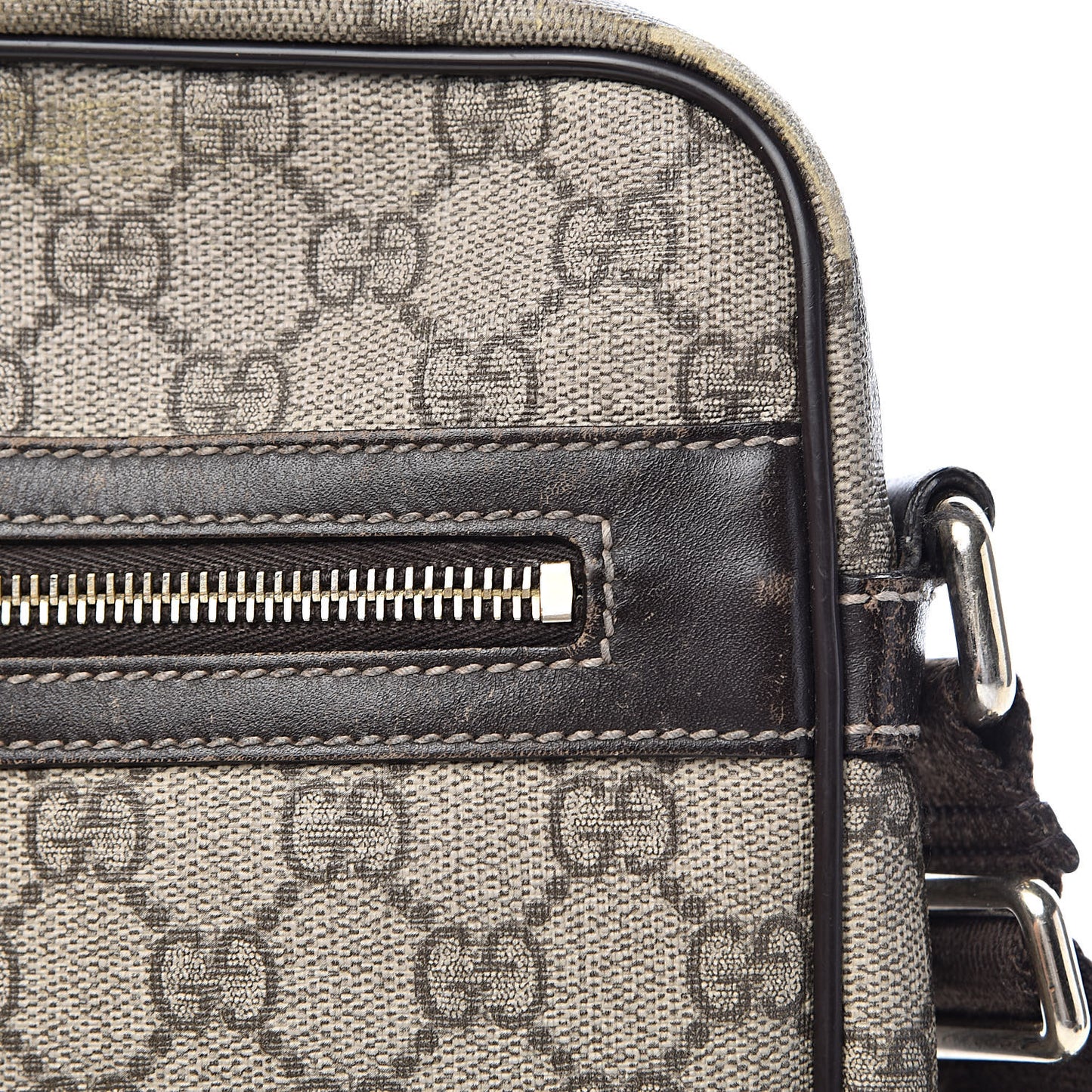 GG Plus Monogram Selleria Calfskin Medium Messenger Bag Beige Ebony Cocoa Dark Chocolate