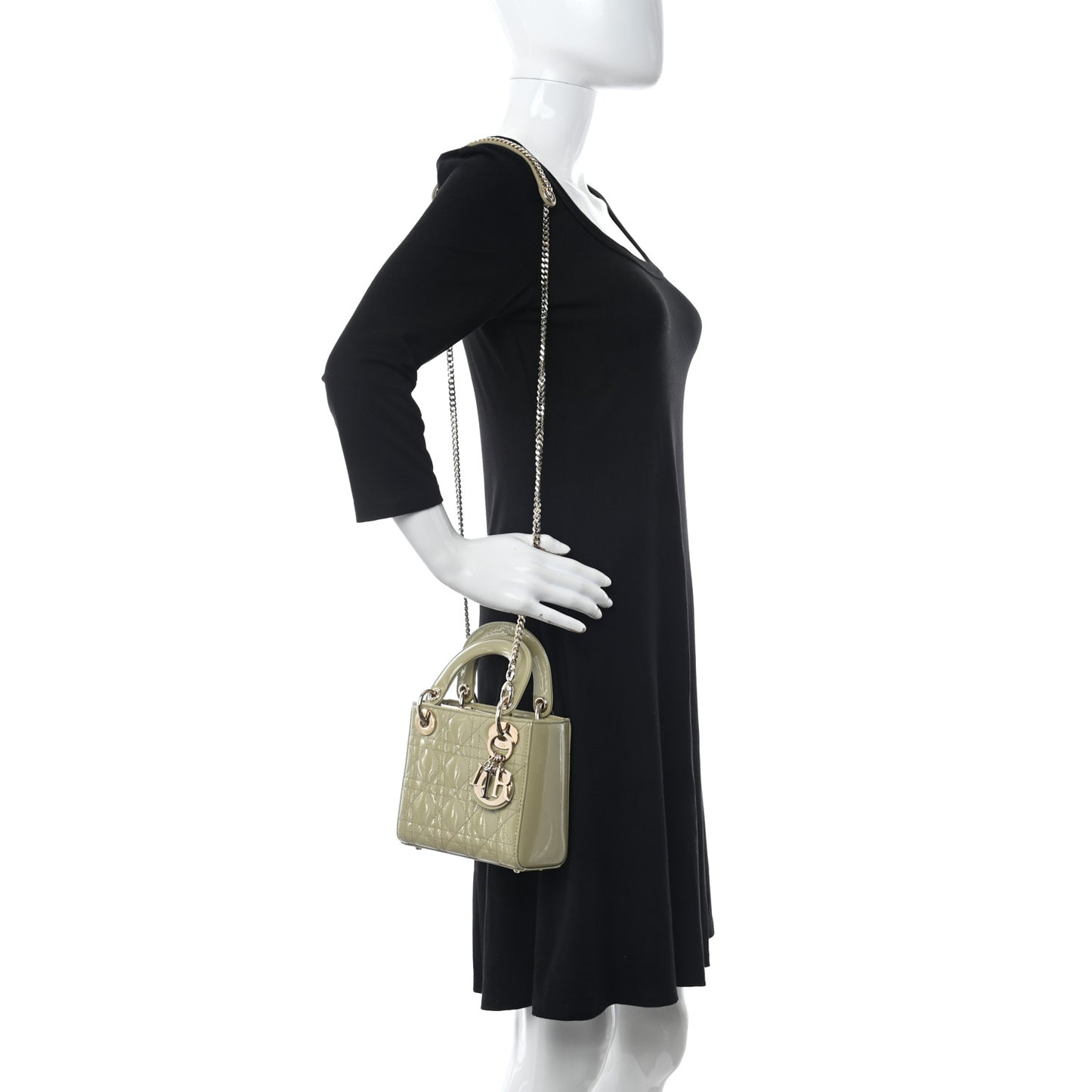 Patent Cannage Mini Lady Dior Sage Green