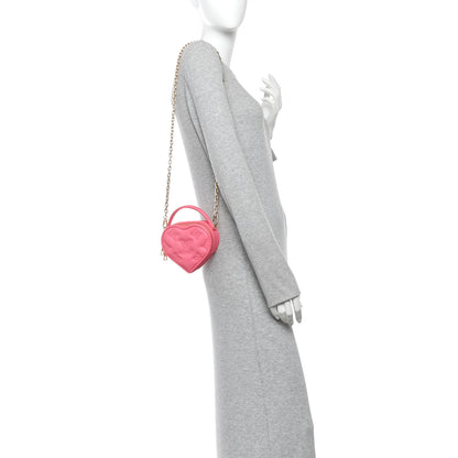 Louis Vuitton Calfskin Embroidered Monogram Pop My Heart Bag Pouch Dragon Fruit Pink 2 of 9