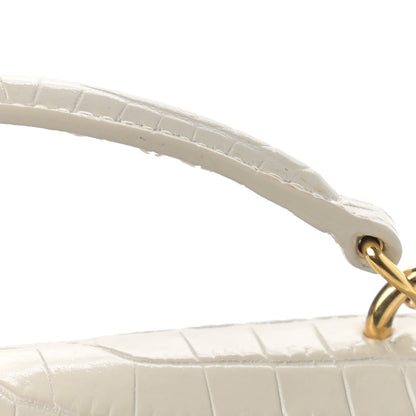Saint Laurent Calfskin Crocodile Embossed Monogram Sunset Chain Wallet Blanc Vintage 12 of 12