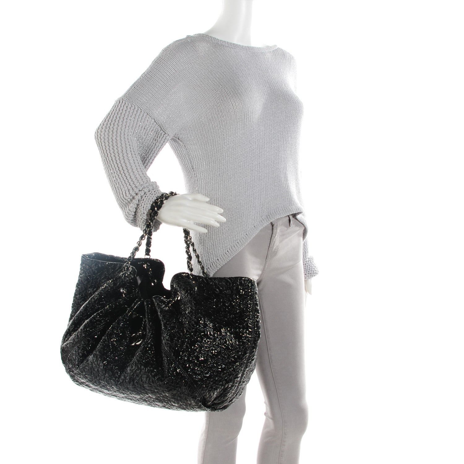 Chanel Vinyl Graphic Edge Tote Black 2 of 10