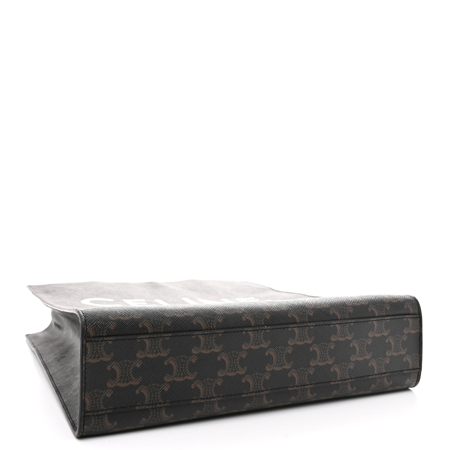 Triomphe Canvas Calfskin Small Vertical Cabas Tan