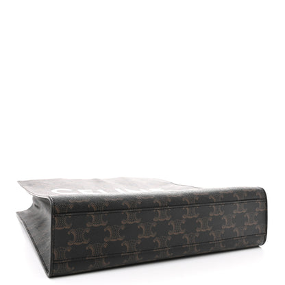 Celine Triomphe Canvas Calfskin Small Vertical Cabas Tan 4 of 10