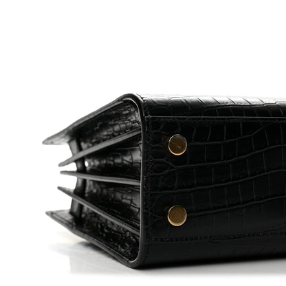 Saint Laurent Calfskin Crocodile Embossed Nano Sac De Jour Black 9 of 14