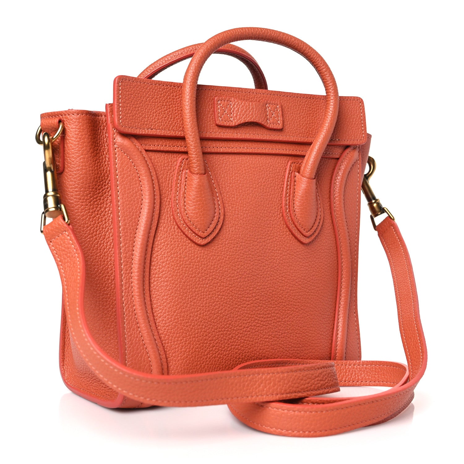 Celine Drummed Calfskin Nano Luggage Lychee 3 of 9