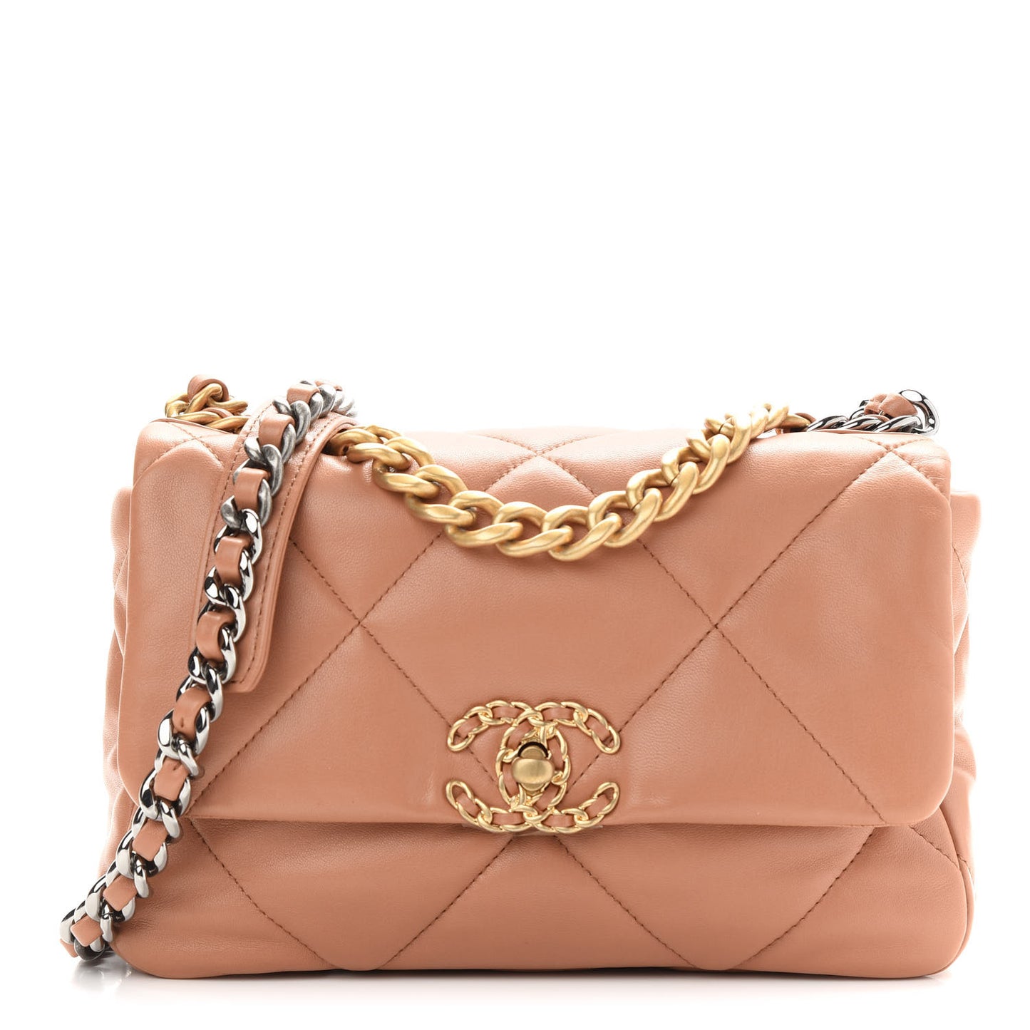 Lambskin Quilted Medium Chanel 19 Flap Brown