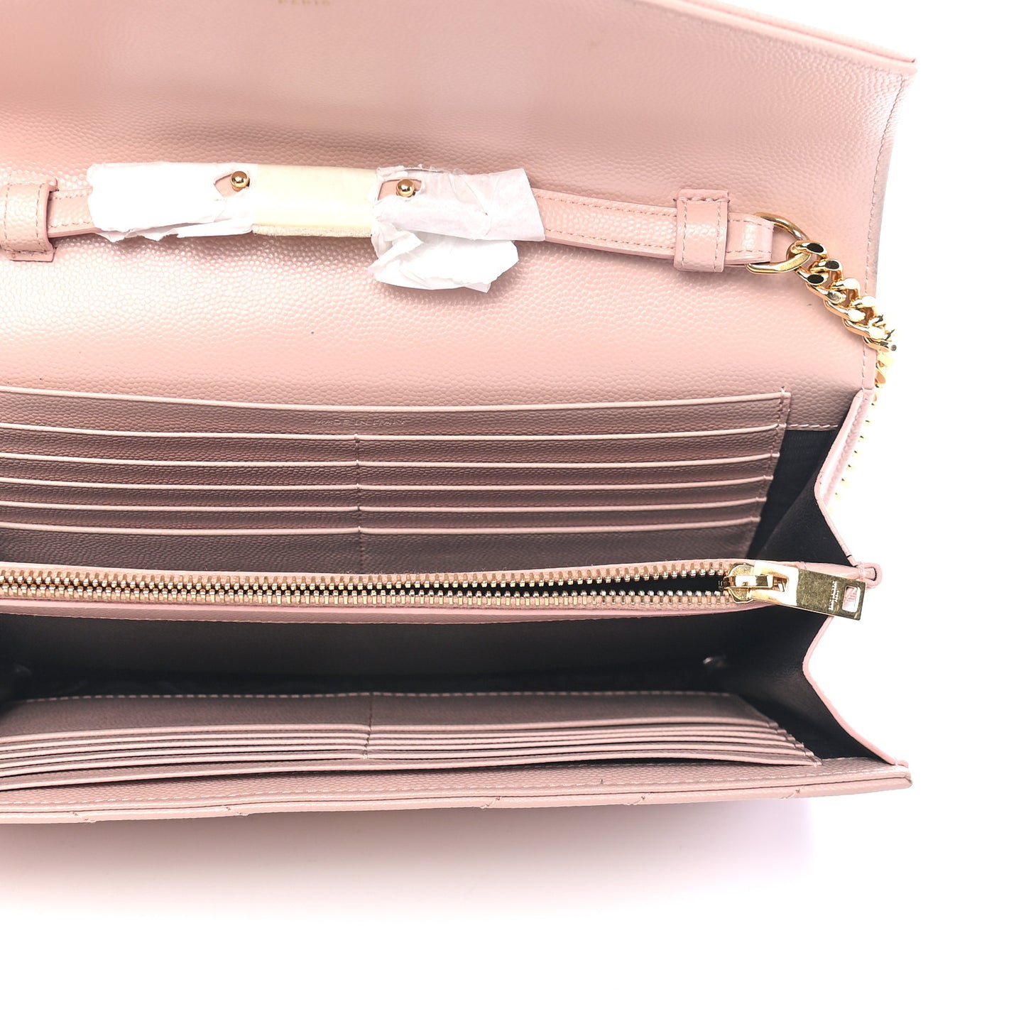 Grain De Poudre Matelasse Chevron Monogram Chain Wallet Pale Pink
