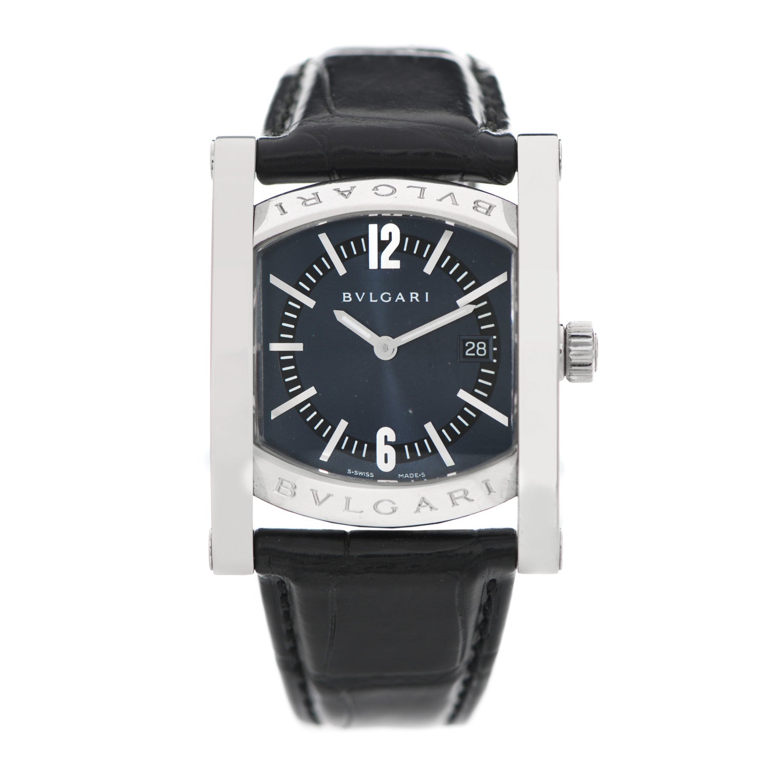 Bulgari Stainless Steel Alligator 29mm Assioma Quartz Watch Black 1 of 7