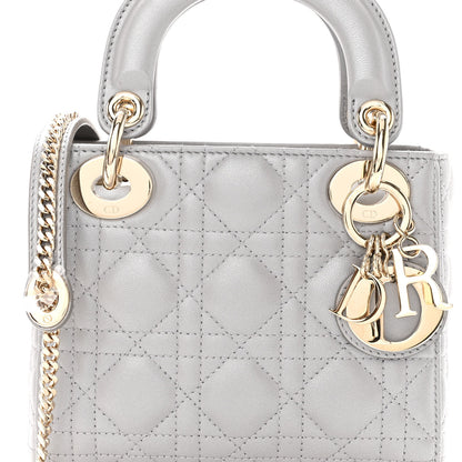Christian Dior Metallic Lambskin Cannage Mini Lady Dior Grey 6 of 8
