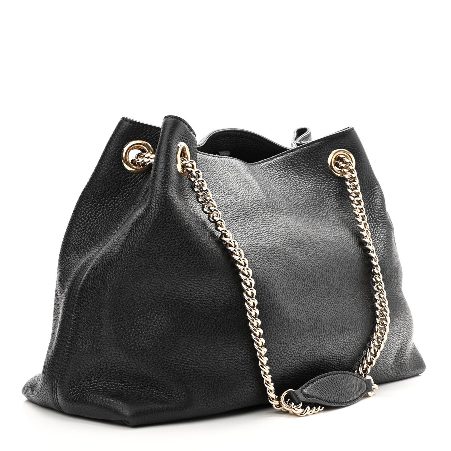 Pebbled Calfskin Medium Soho Chain Shoulder Bag Black
