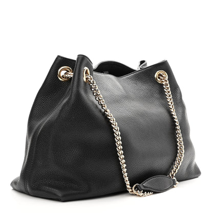 Gucci Pebbled Calfskin Medium Soho Chain Shoulder Bag Black 3 of 10