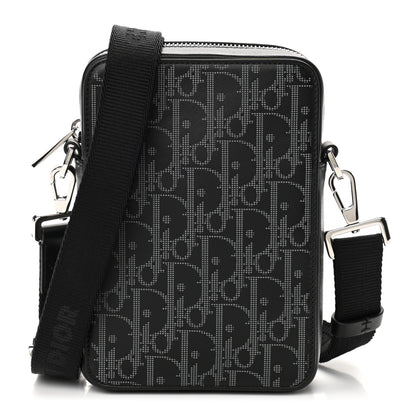 Christian Dior Calfskin Oblique Galaxy Perforated World Tour Messenger Pouch Black 1 of 11