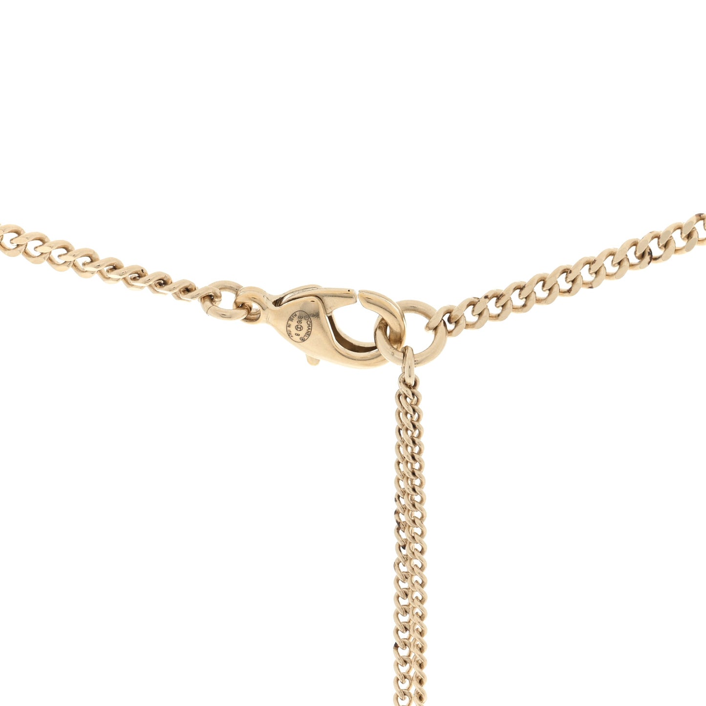 Metal Pearl CC Chain Drop Pendant Necklace Gold