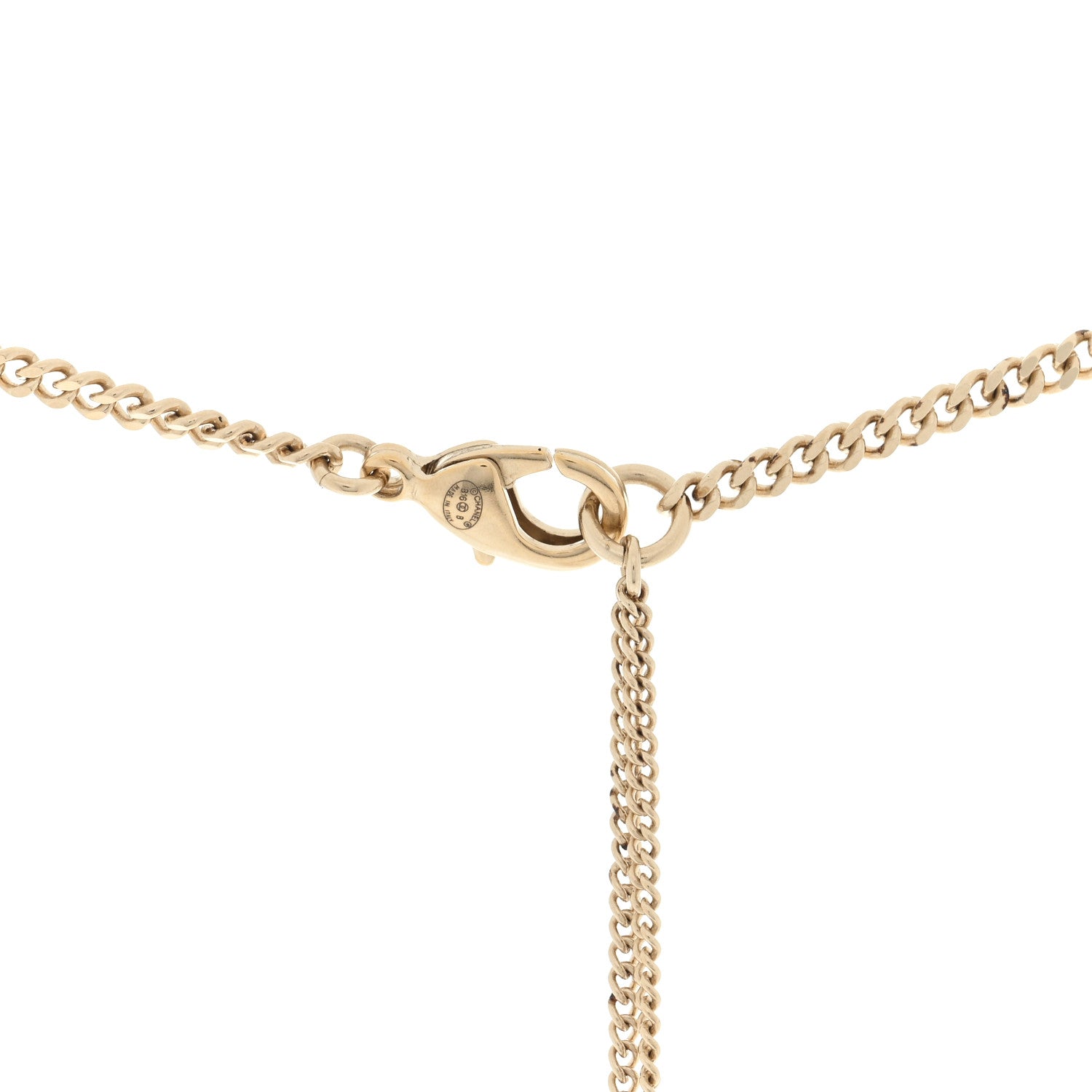 Chanel Metal Pearl CC Chain Drop Pendant Necklace Gold 4 of 4