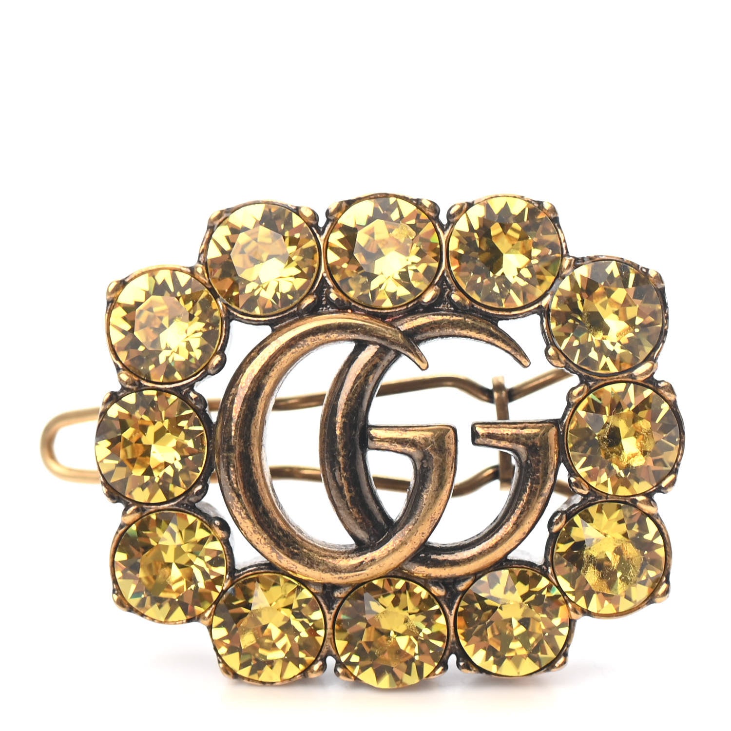 Gucci Crystal GG Hair Clip Aged Gold Yellow 1 of 3