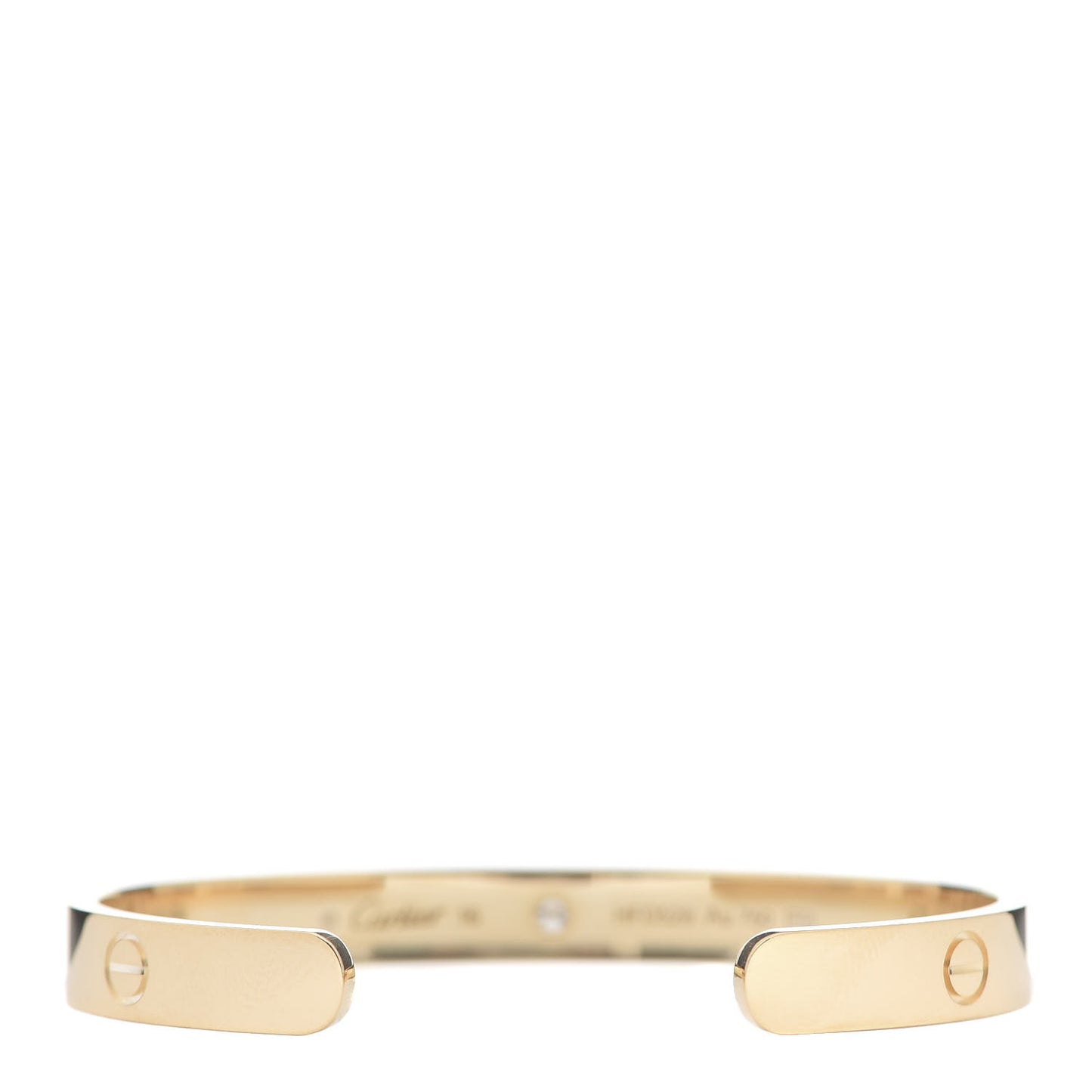 18K Yellow Gold 1 Diamond LOVE Cuff Bracelet 16