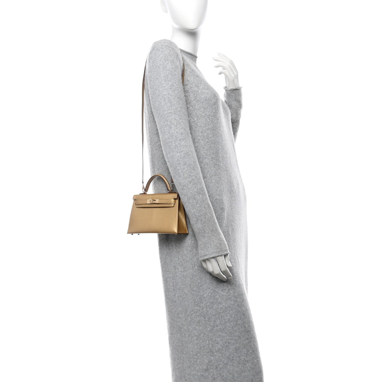 Metallic Chevre Chamkilight Mini Kelly Sellier 20 Dore