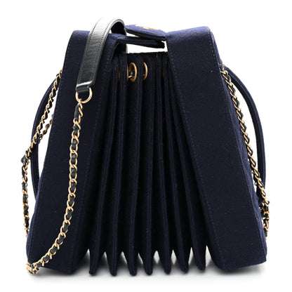 Chanel Wool Felt Accordion Bag Navy 1 of 10