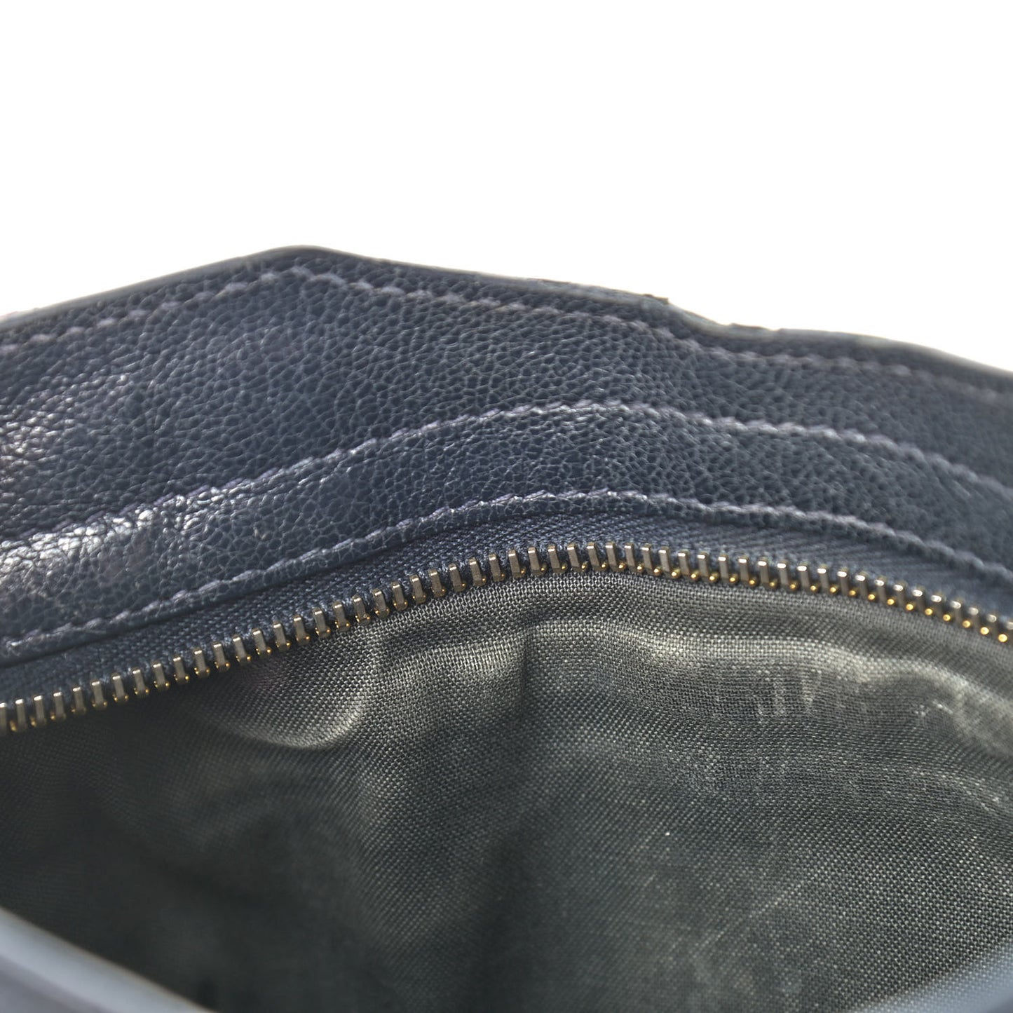 Chevre Gold Metallic Edge Hardware Mini City Bleu Nuit Dark Sea