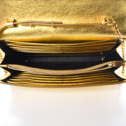 Saint Laurent Metallic Calfskin Monogram Chain Wallet Gold 5 of 15