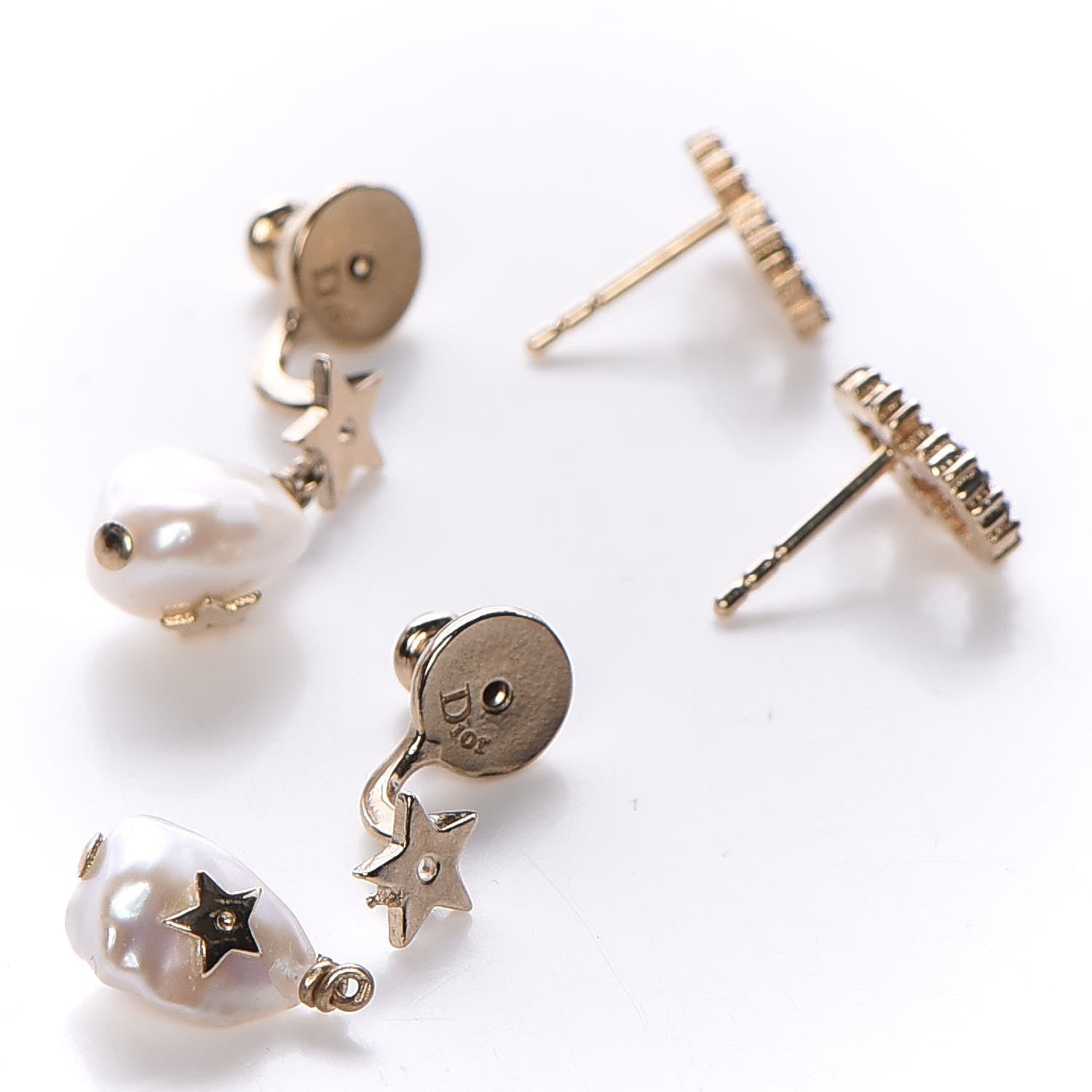Christian Dior Crystal Pearl Shiny-D Earrings Gold 4 of 5