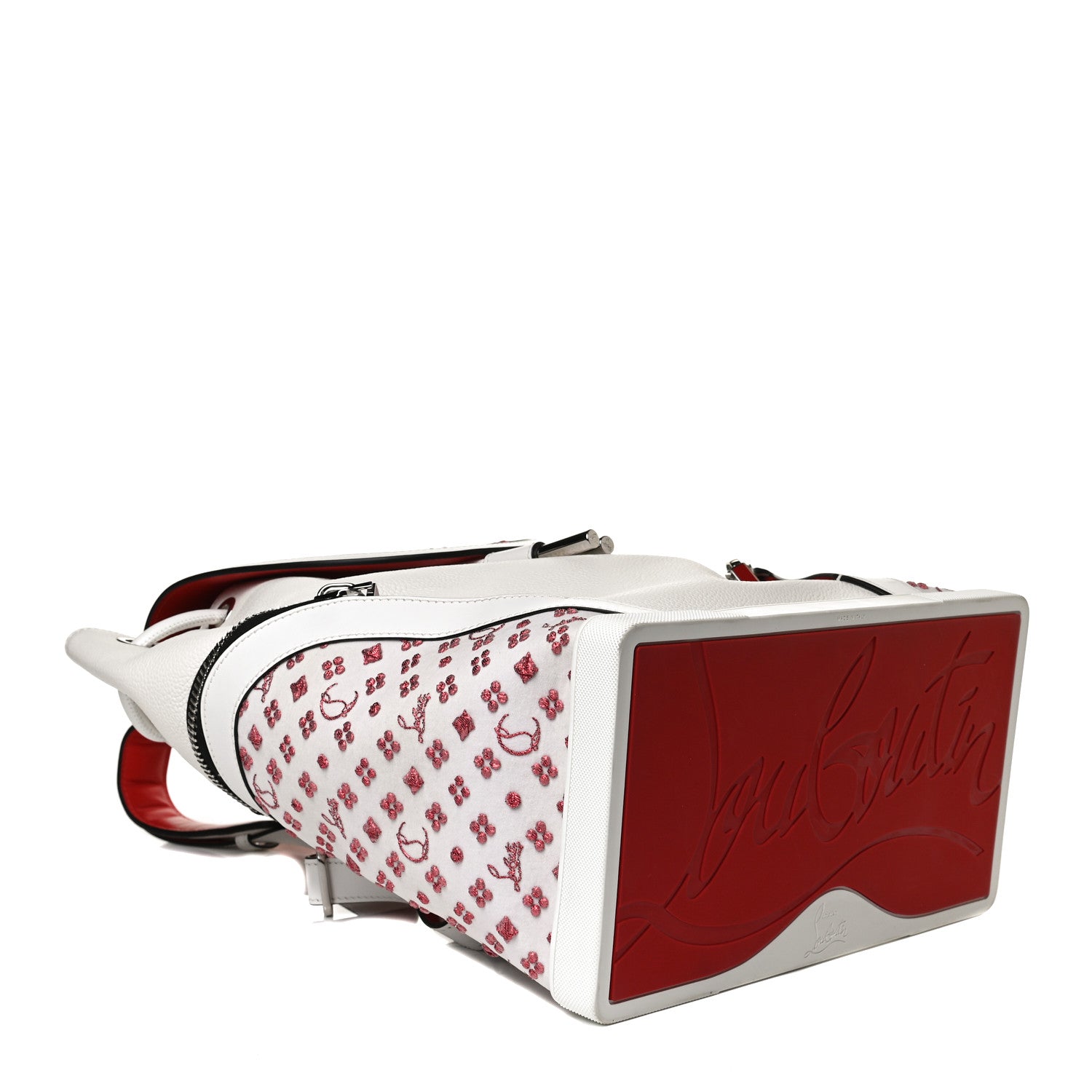 Christian Louboutin Calfskin Embroidered Explorafunk Backpack White 3 of 14