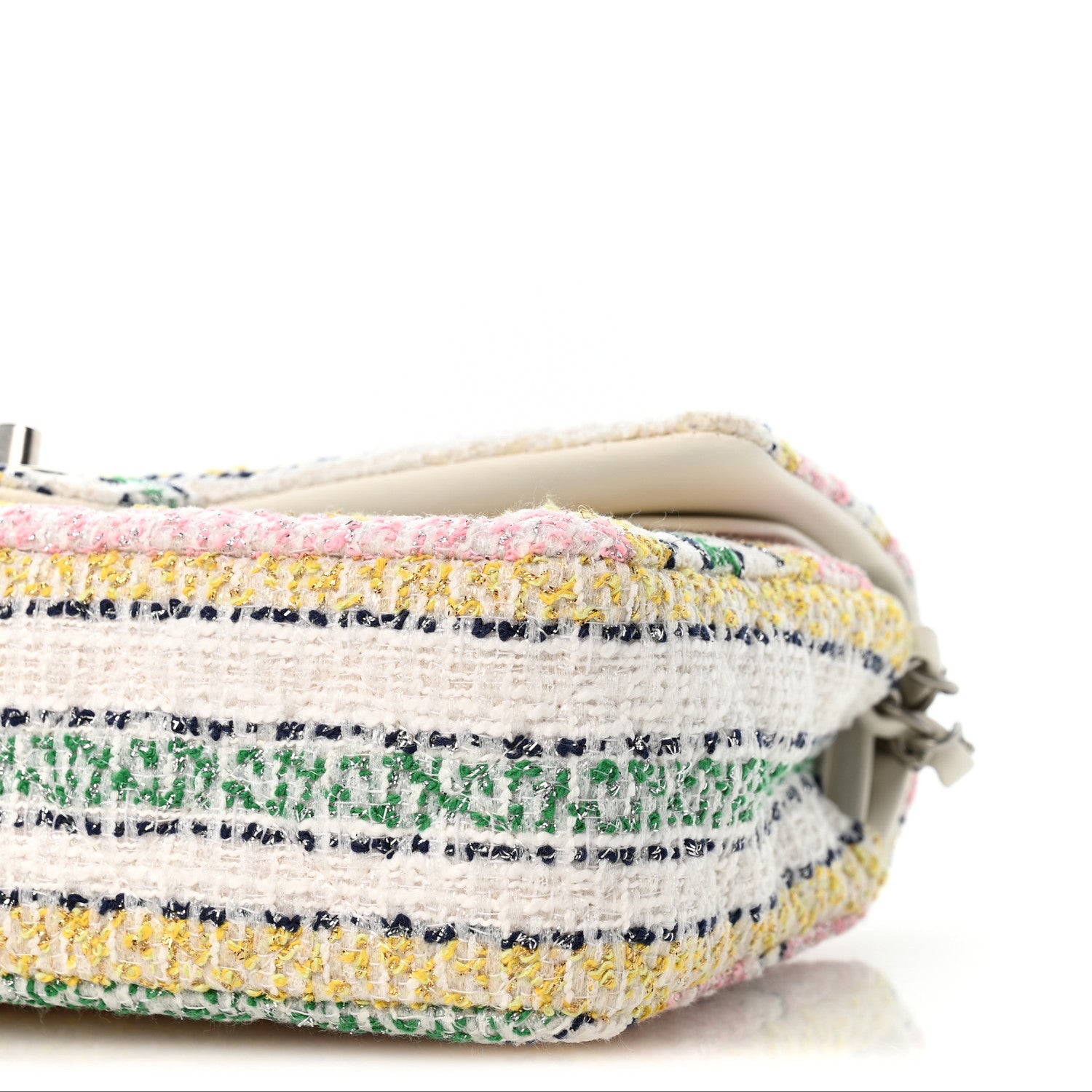 Chanel Tweed Quilted Medium Double Flap Yellow White Ochre 10 of 10