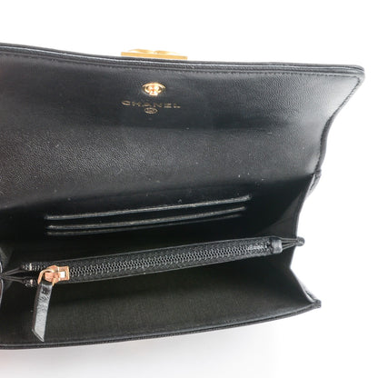 Chanel Calfskin Quilted Boy Card Holder Wallet Black 5 of 8