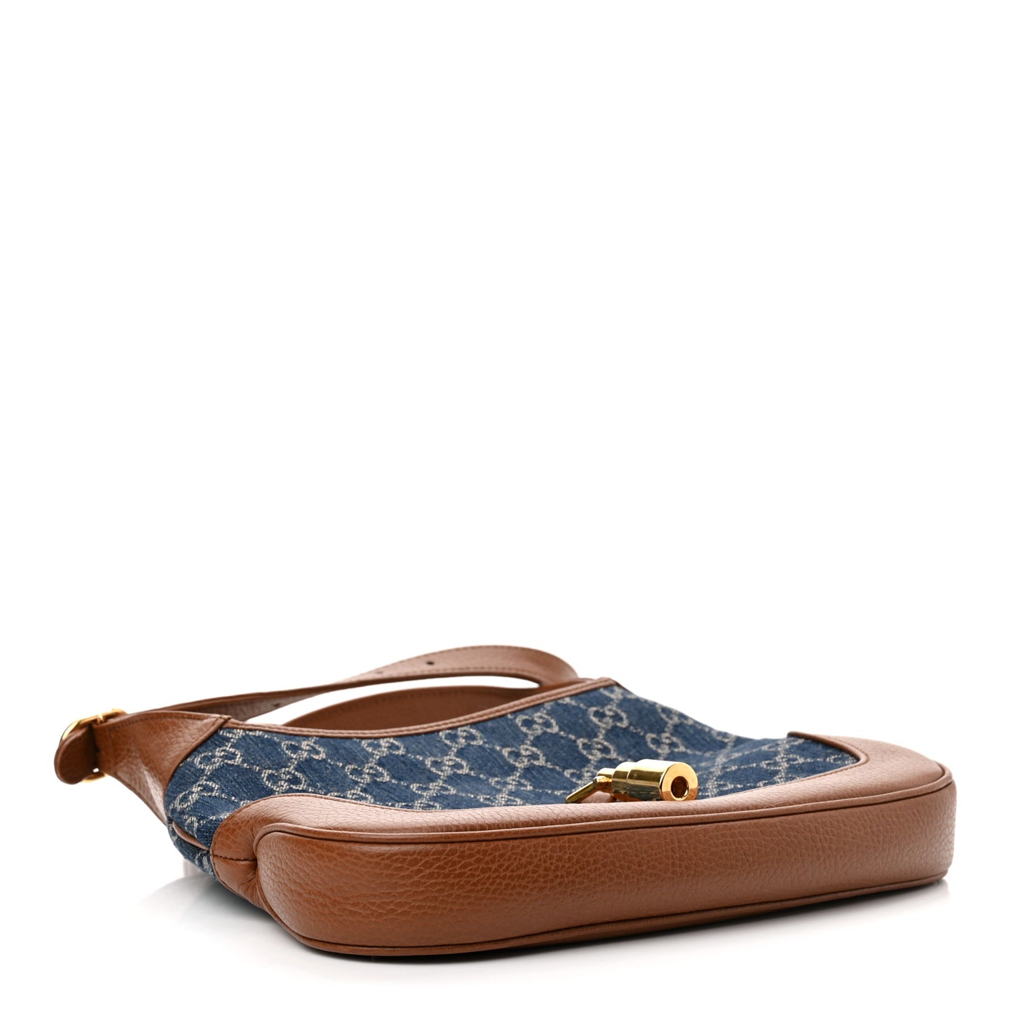 New Denim GG Monogram Calfskin Small Jackie 1961 Hobo Blue Tea Cuir