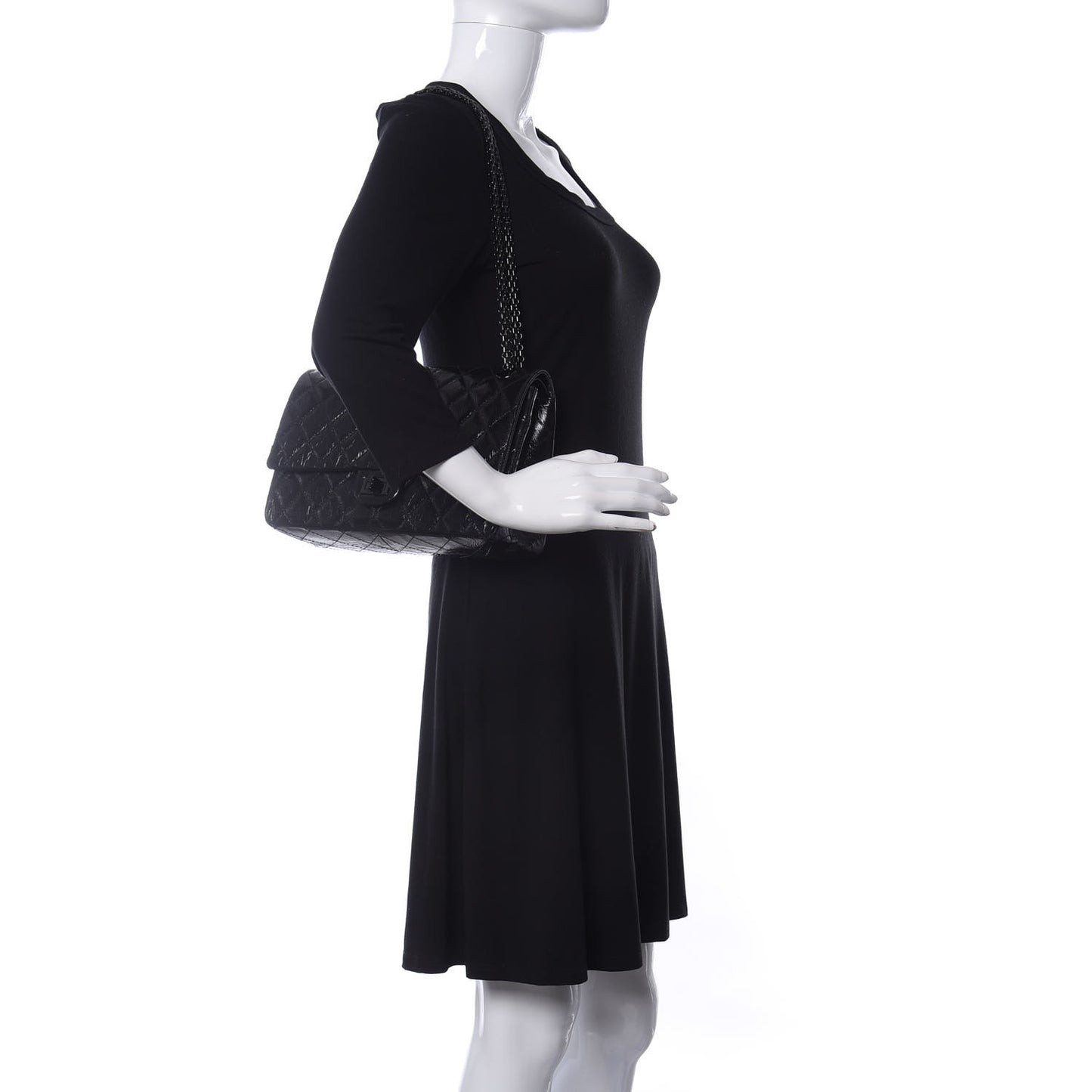 Glazed Calfskin Quilted 2.55 Reissue 226 Flap So Black