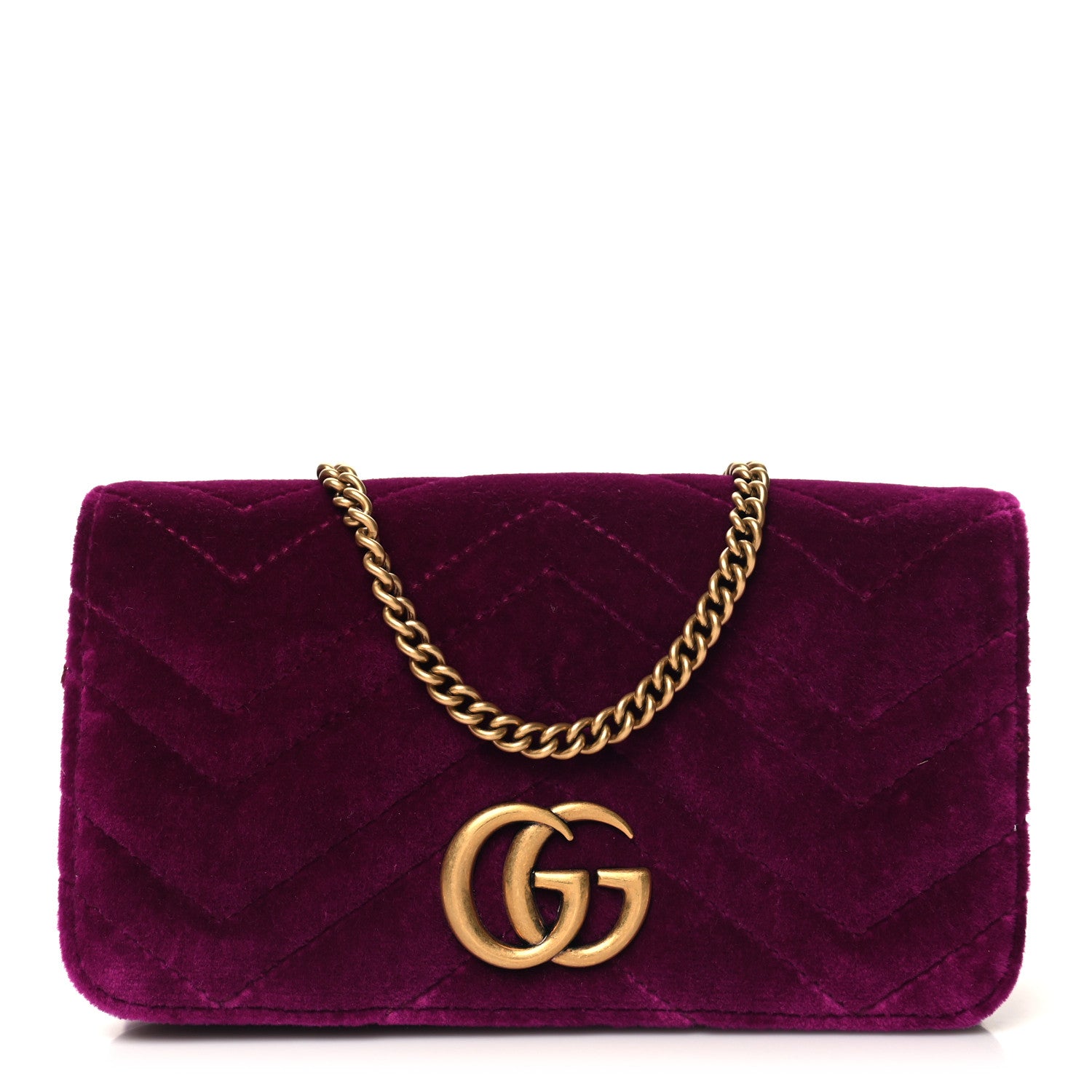 Gucci Velvet Matelasse GG Marmont Mini Bag Fuchsia Violet Cyclamen 1 of 10
