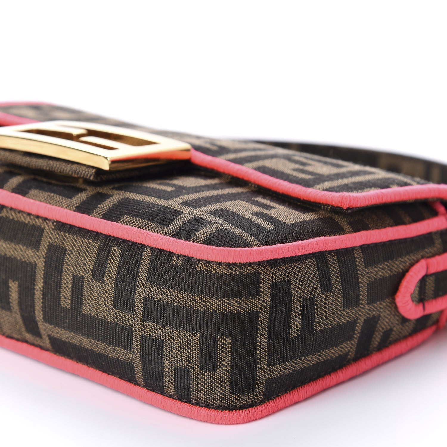 Fendi Fabric Jacquard FF 1974 Roma Armor Mini Baguette Tobacco Moro Fuxia Fluo 7 of 10