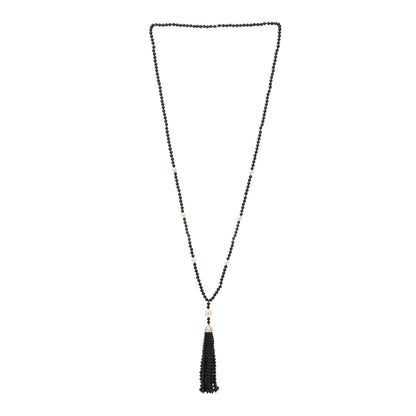 Tiffany Sterling Silver Black Onyx Freshwater Pearl Ziegfeld Tassel Necklace 2 of 3