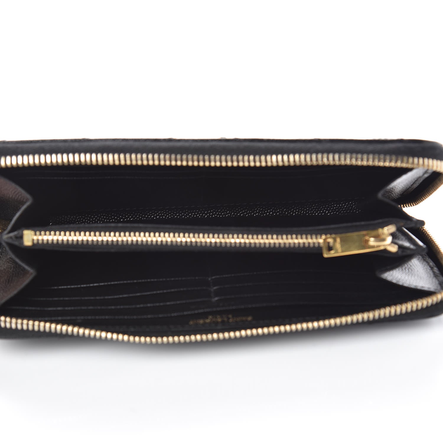 Saint Laurent Grain De Poudre Matelasse Chevron Monogram Zip Around Wallet Black 5 of 8