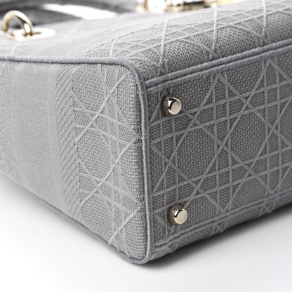 Christian Dior Canvas Embroidered Cannage Medium Lady D-Lite Gray 6 of 9