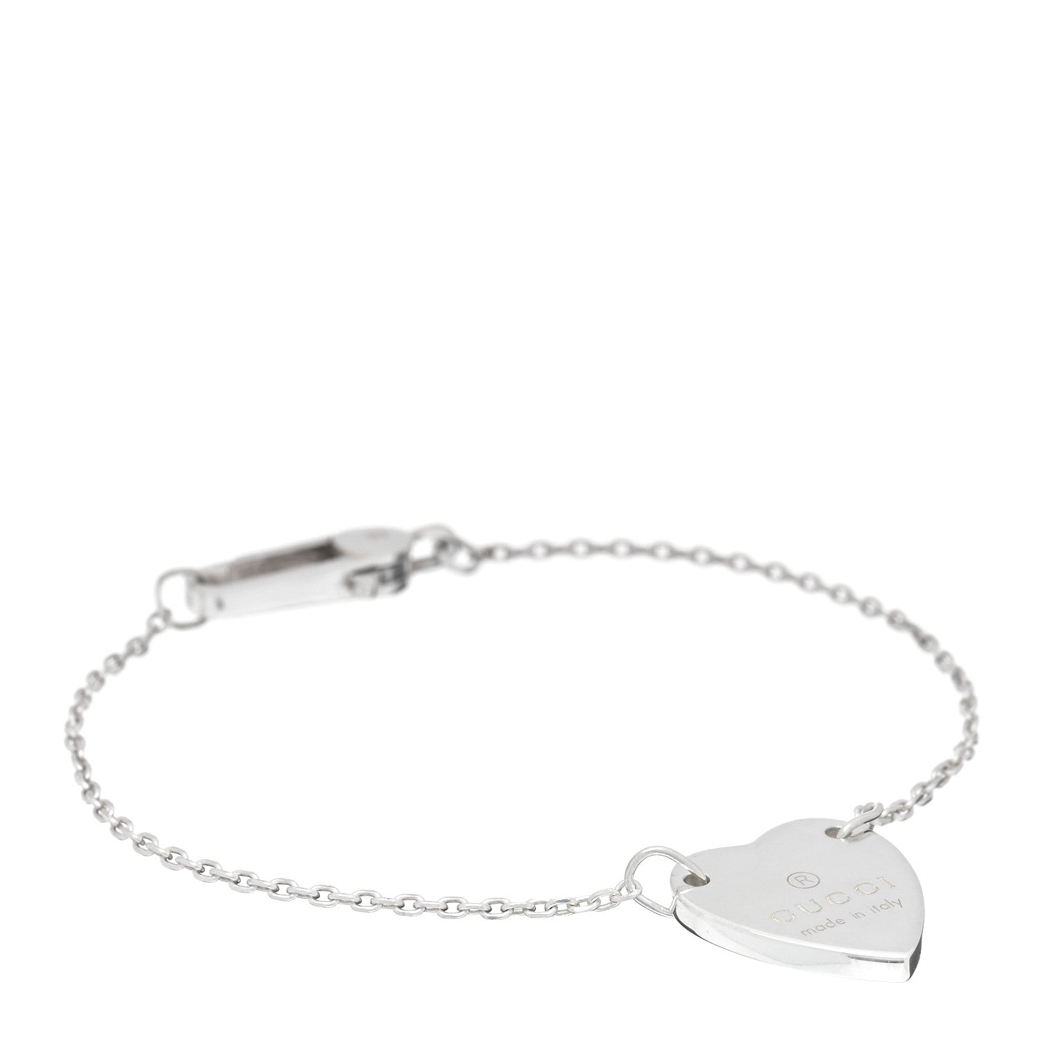 Gucci Sterling Silver Trademark Heart Bracelet 1 of 3