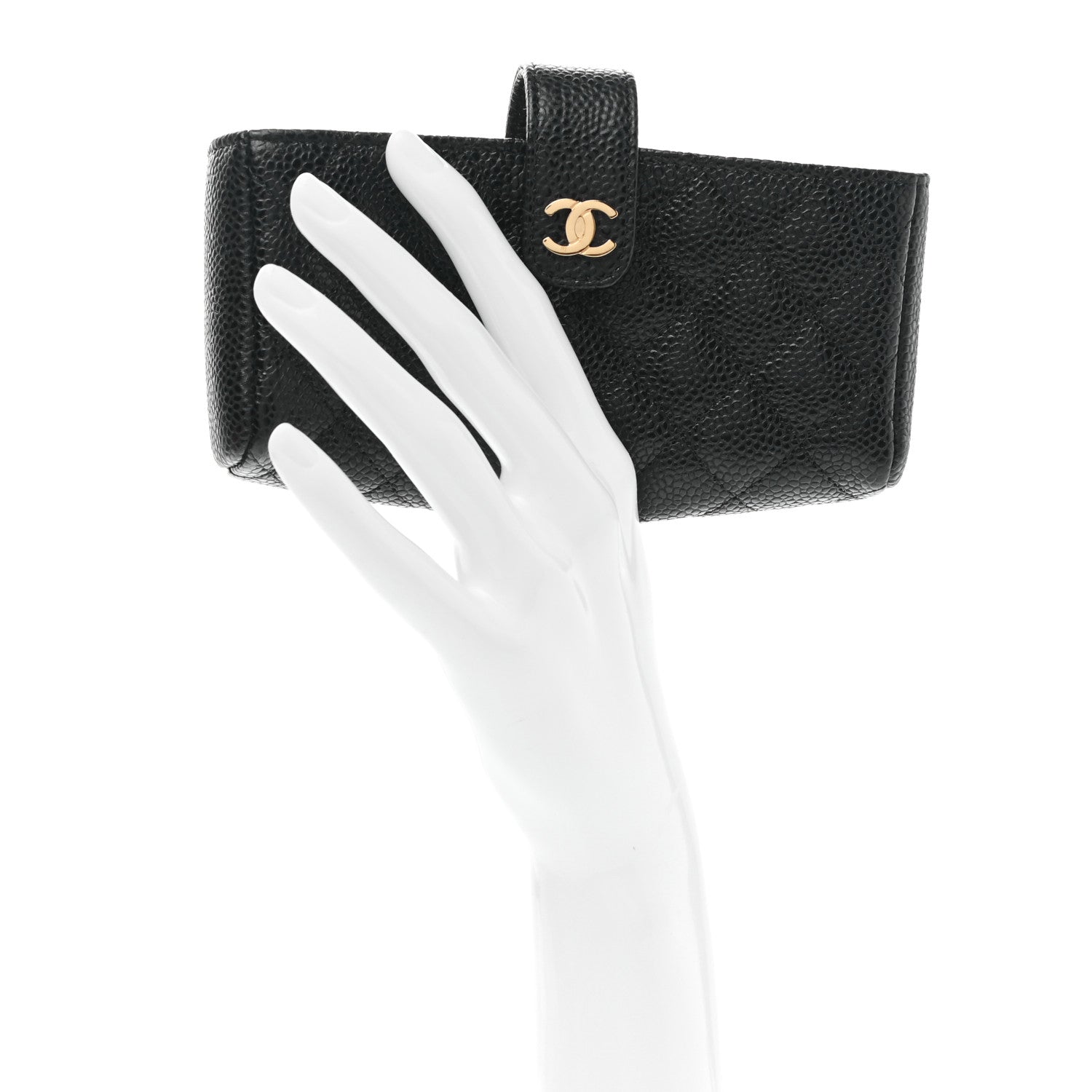 Chanel Caviar Quilted Mini Phone Holder Clutch Black 2 of 8