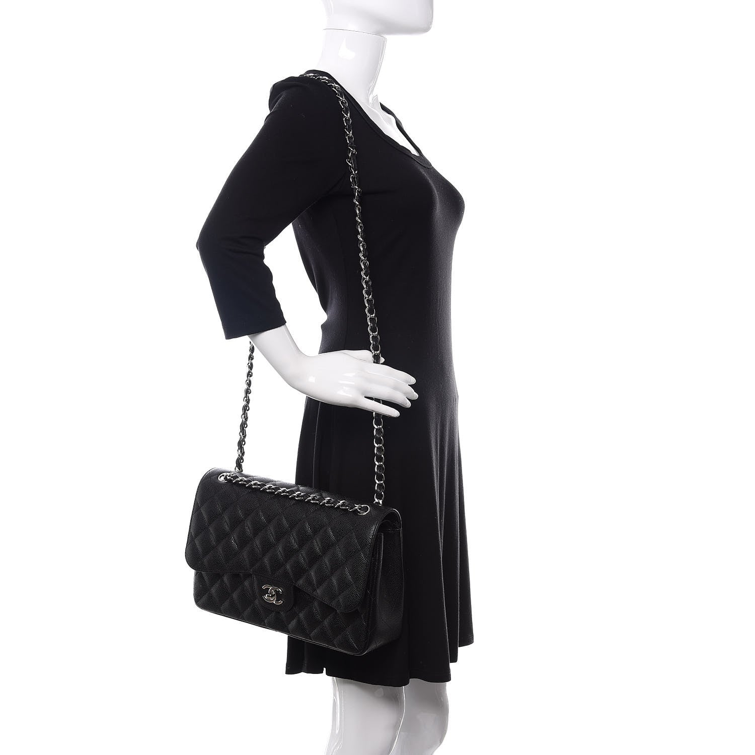 Chanel Caviar Quilted Jumbo Double Flap Black 2 of 11