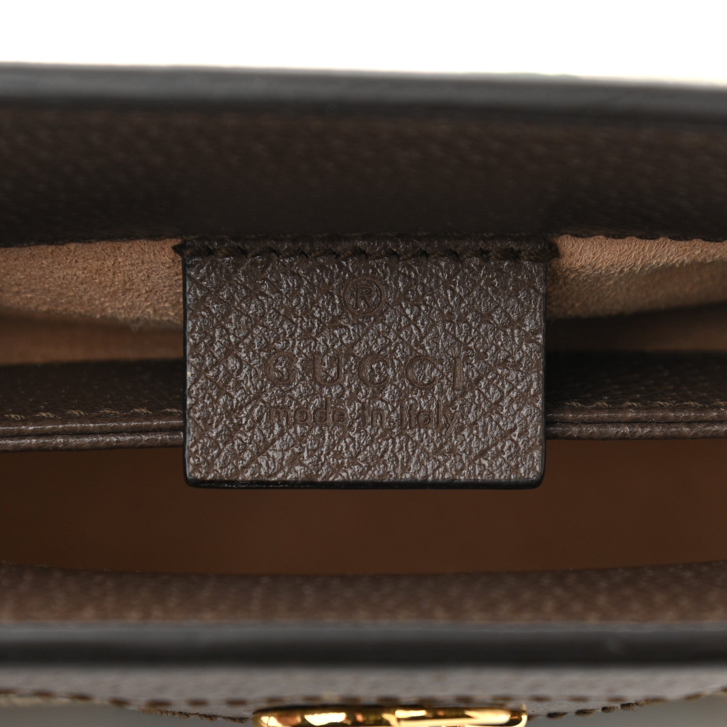 Gucci GG Supreme Monogram Textured Dollar Calfskin Web Mini Ophidia Chain Shoulder Bag Beige Ebony New Acero 6 of 10